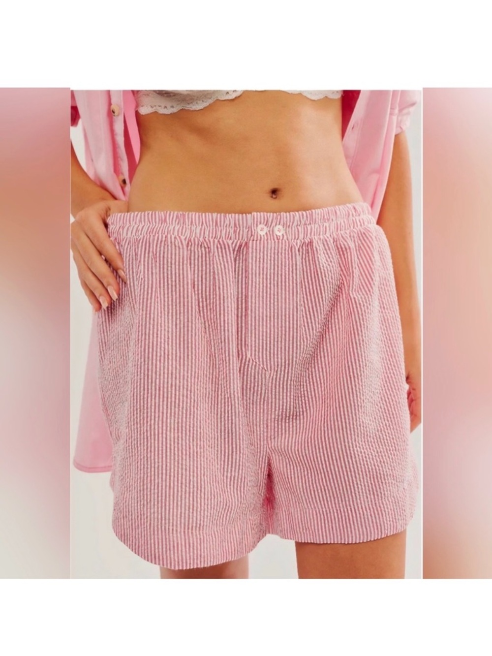 NWOT pink stripe seersucker shorts